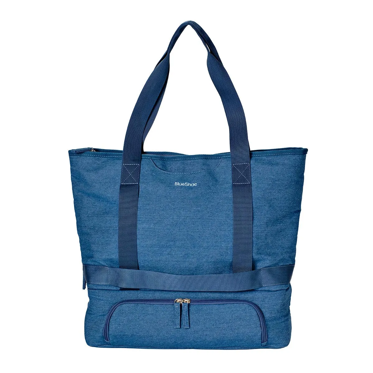 Denim Beach Tote with Insulated Cooler & Straw Hat Holder sold by MinkeeBlue product image thumbnail 2