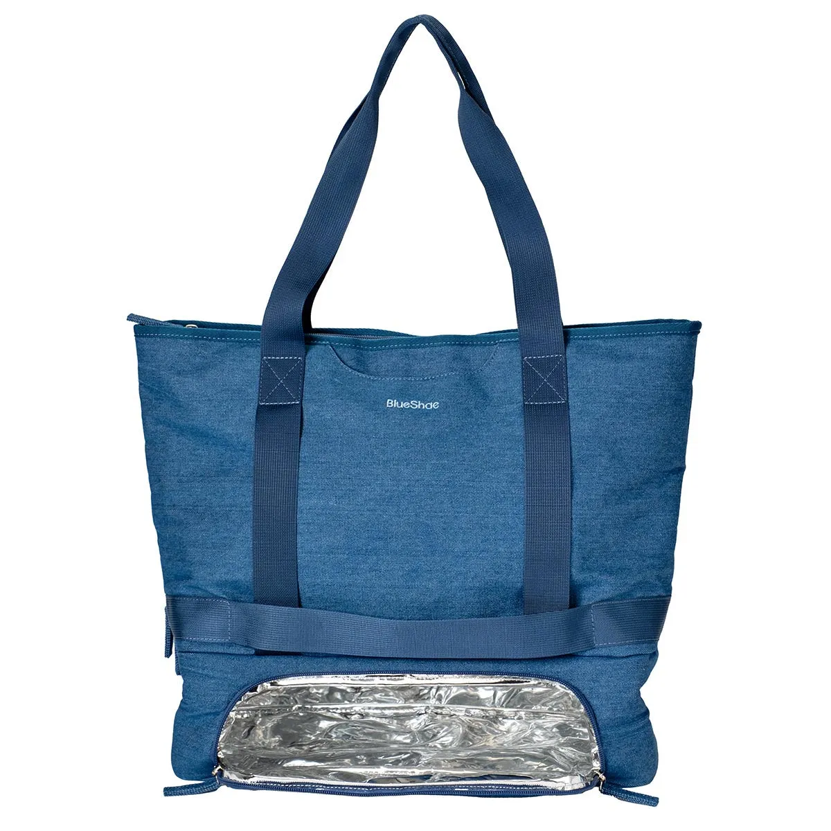 Denim Beach Tote with Insulated Cooler & Straw Hat Holder sold by MinkeeBlue product image thumbnail 4