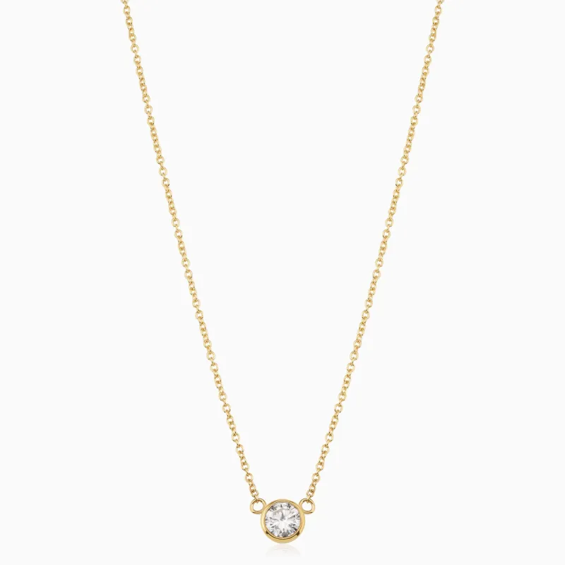 Luminous Lab Diamond Bezel Necklace made by Oradina