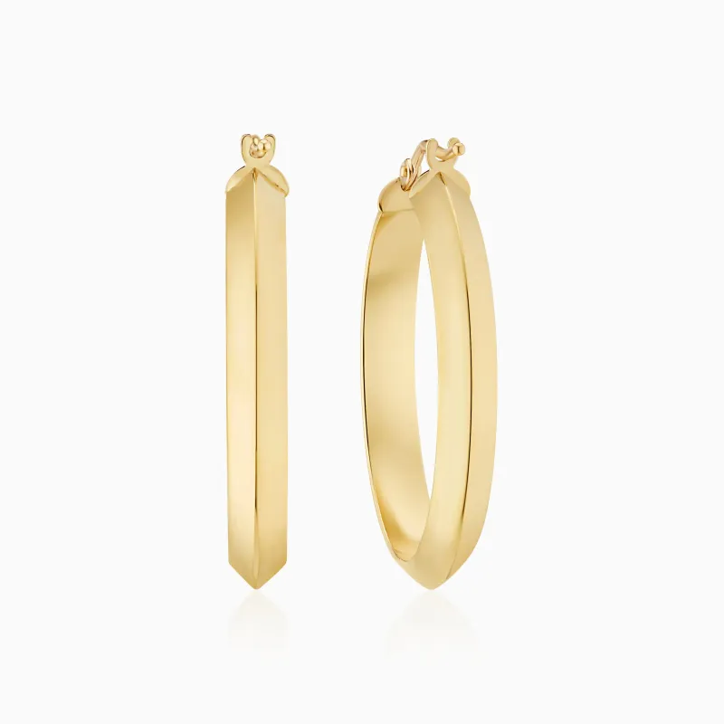 Knife Edge Large Hoops made by Oradina