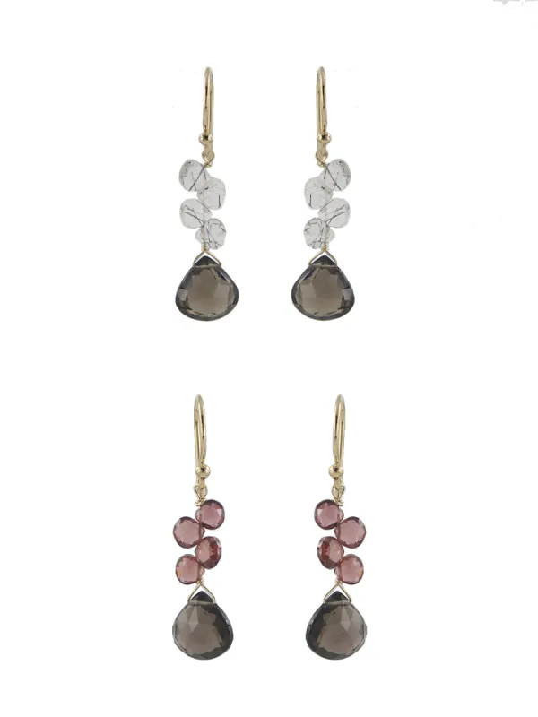 Smoky Cluster Gem Earrings sold by Peggy Li Creations