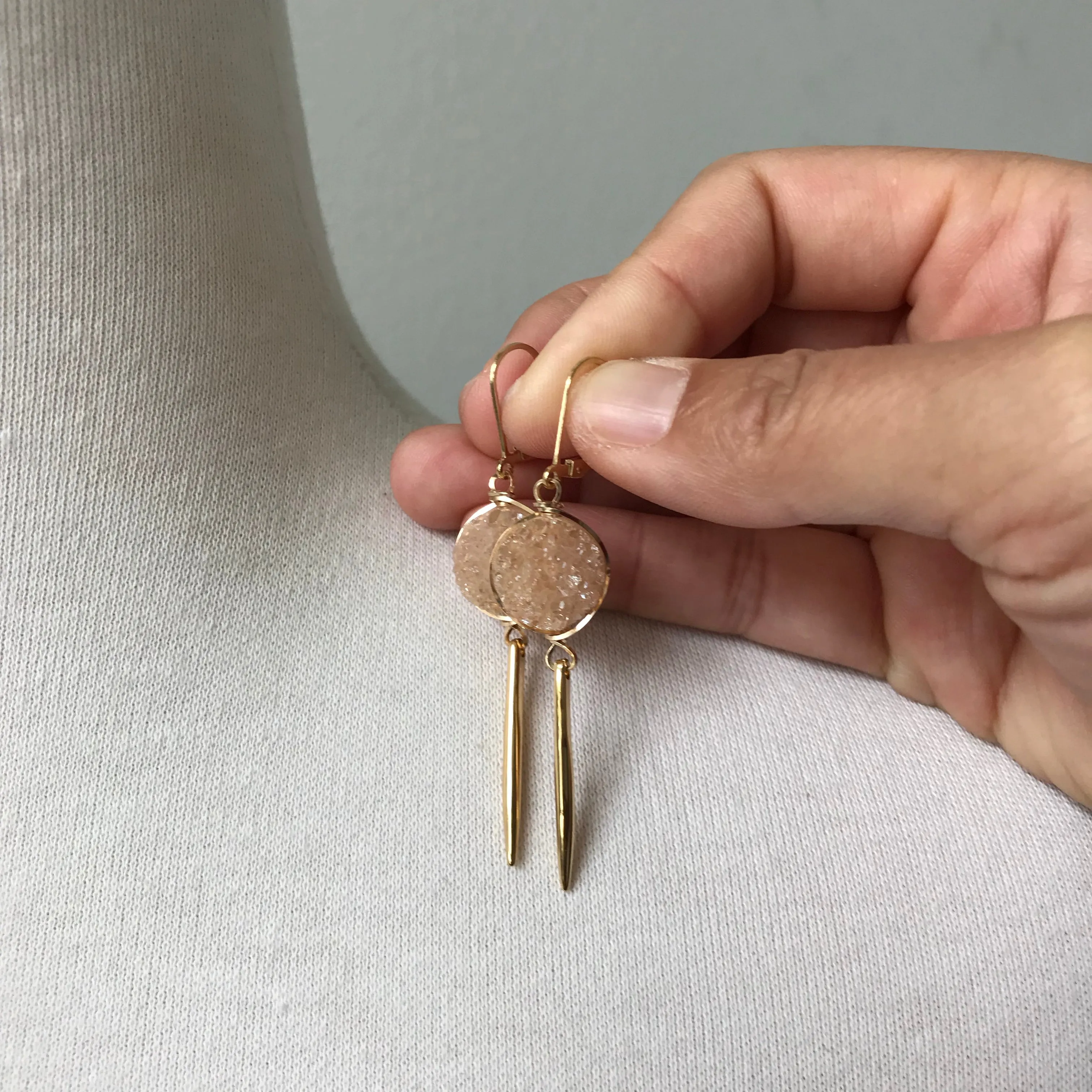 Short Druzy Spike Earrings sold by Peggy Li Creations product image thumbnail 3