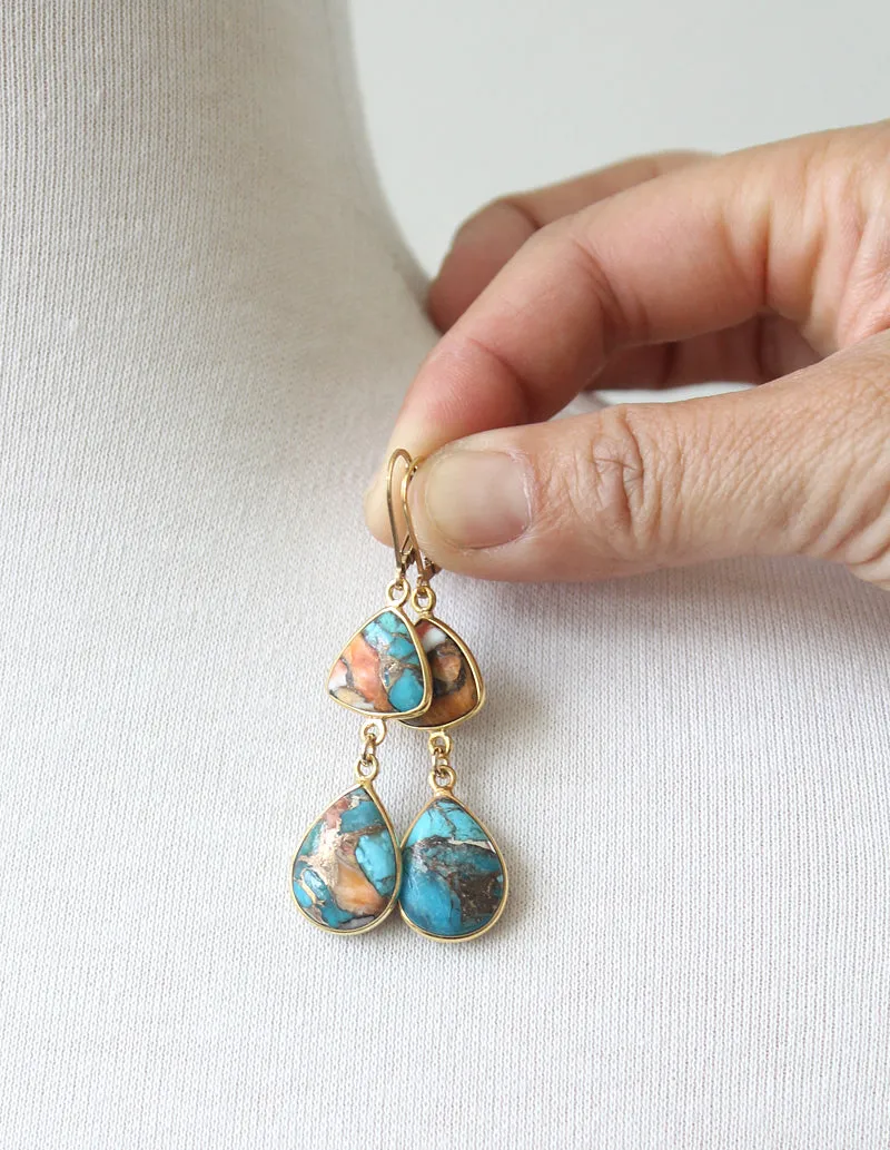Copper Oyster Turquoise Earrings sold by Peggy Li Creations product image thumbnail 2