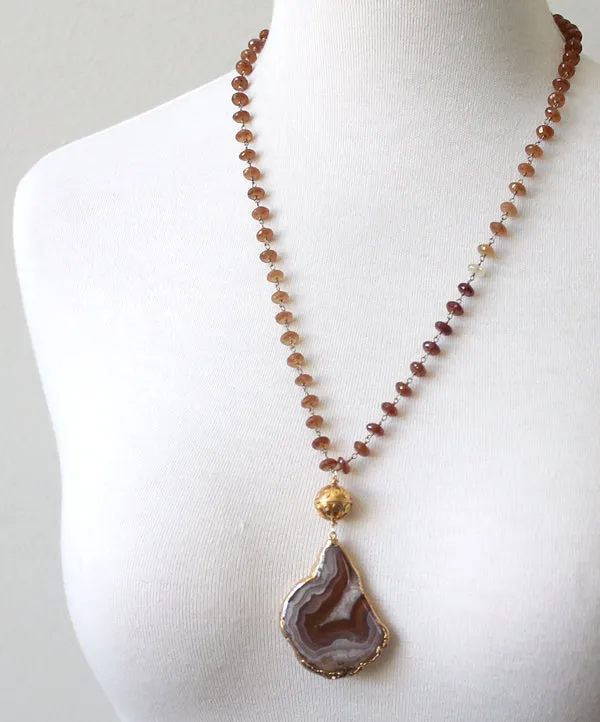 Agate Slice Necklace with Citrine sold by Peggy Li Creations product image thumbnail 2