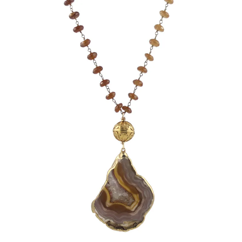 Agate Slice Necklace with Citrine sold by Peggy Li Creations