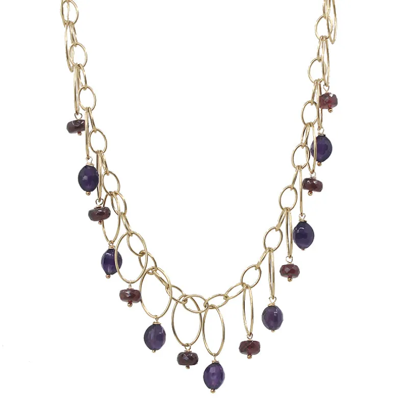 Regal Amethyst and Garnet Necklace sold by Peggy Li Creations