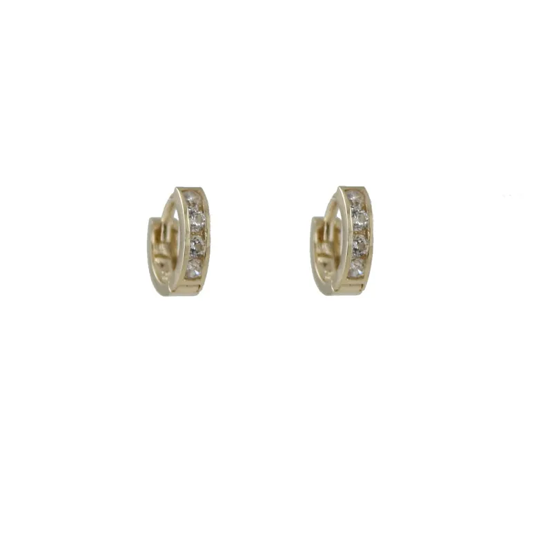 14k Gold Bold CZ Huggie Hoop Earrings sold by Peggy Li Creations