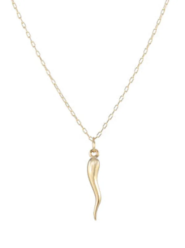 14k Gold Italian Horn Necklace sold by Peggy Li Creations