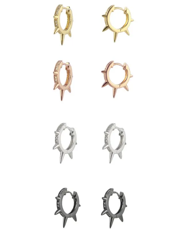 Spike and Sparkle Huggie Hoops sold by Peggy Li Creations