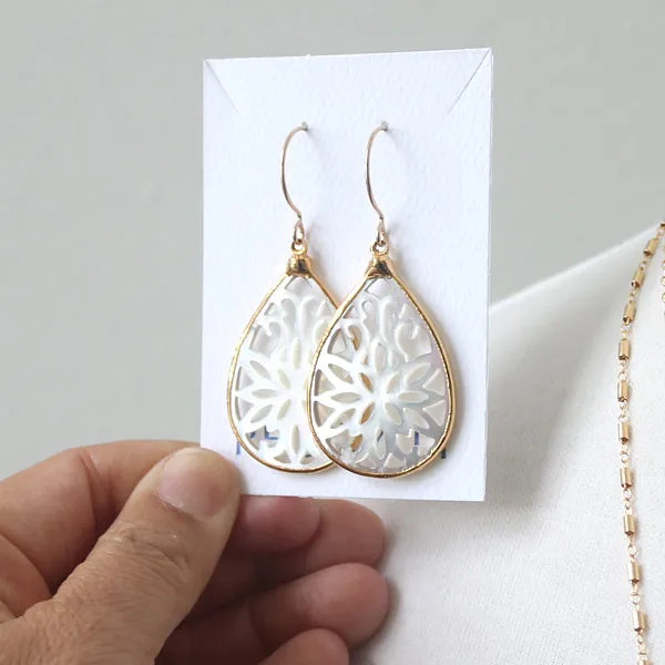 Scrollwork Mother of Pearl Earrings sold by Peggy Li Creations product image thumbnail 2