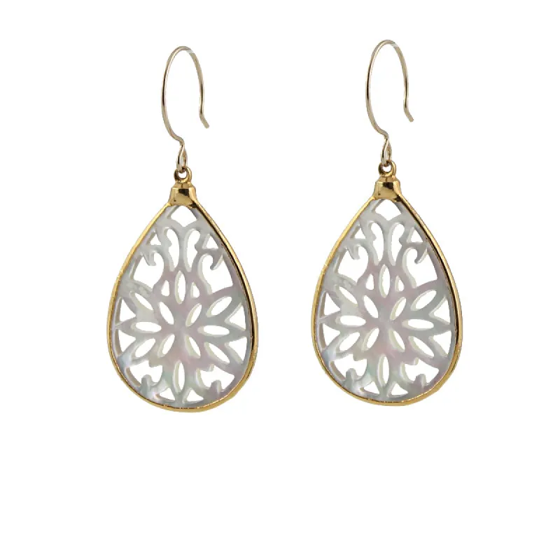 Scrollwork Mother of Pearl Earrings sold by Peggy Li Creations