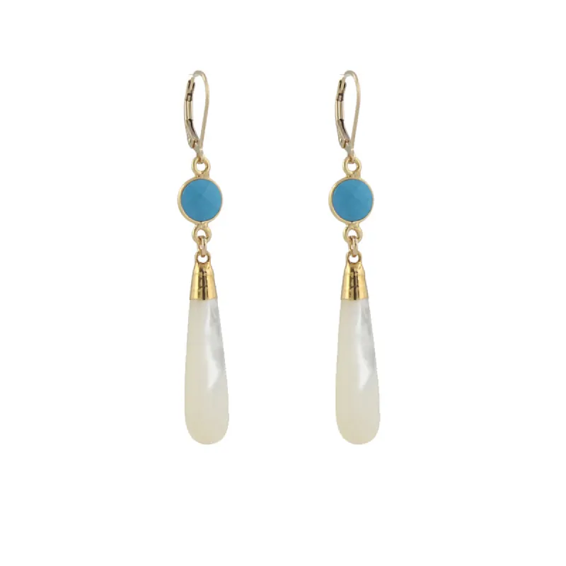 Turquoise and Mother of Pearl Earrings sold by Peggy Li Creations