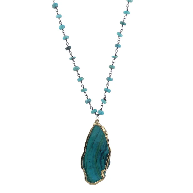 Azurite and Turquoise Necklace sold by Peggy Li Creations