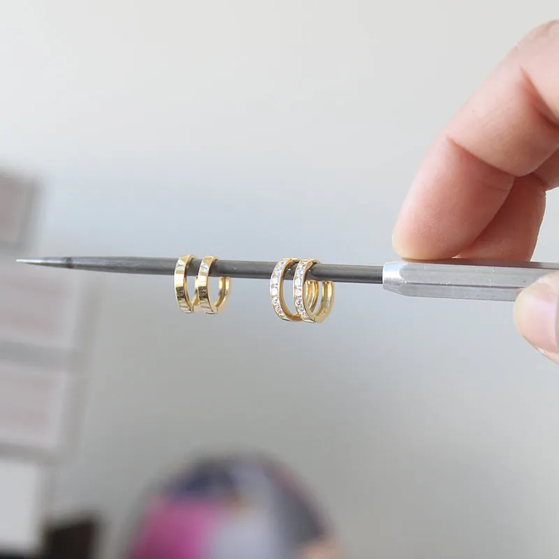 CZ Huggie Hoop Earrings sold by Peggy Li Creations product image thumbnail 3