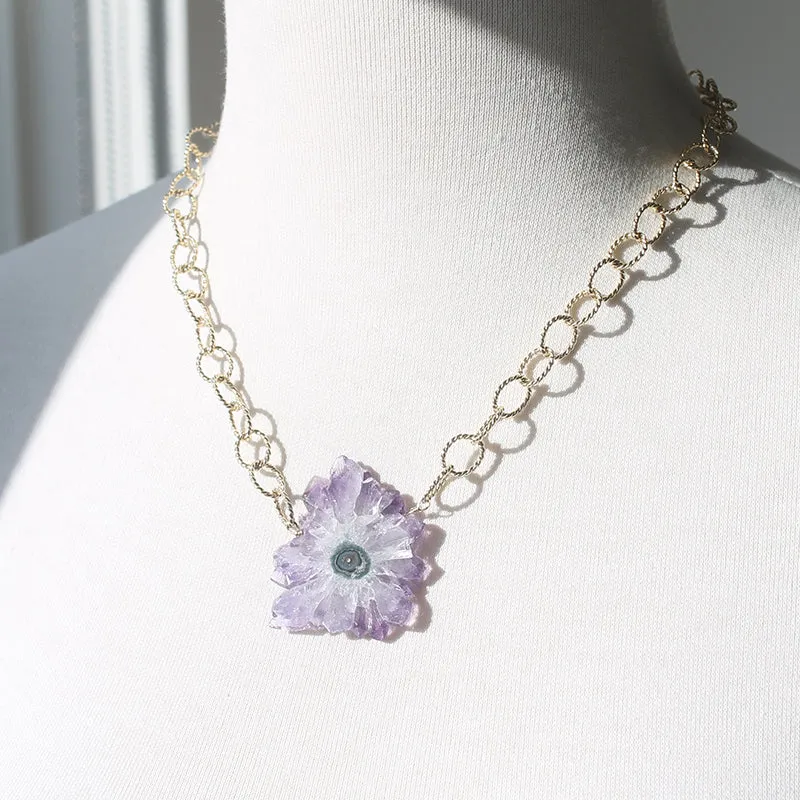 Geode Slice Amethyst Necklace sold by Peggy Li Creations product image thumbnail 2