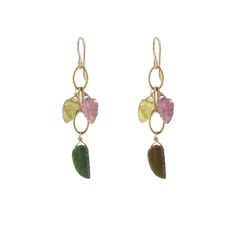 Tourmaline Leaf Earrings sold by Peggy Li Creations