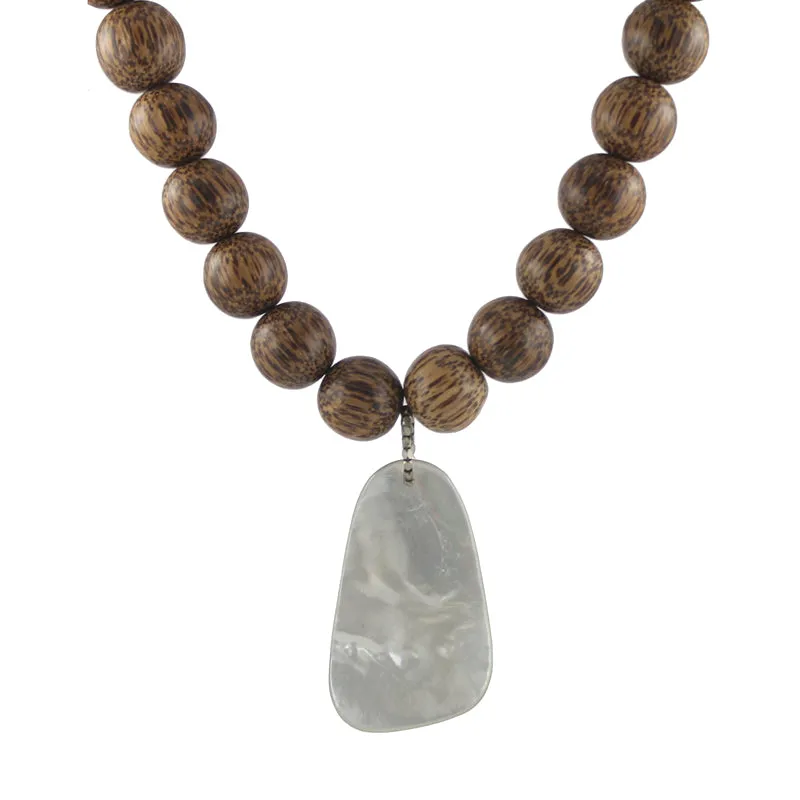Wood and Shell Necklace sold by Peggy Li Creations