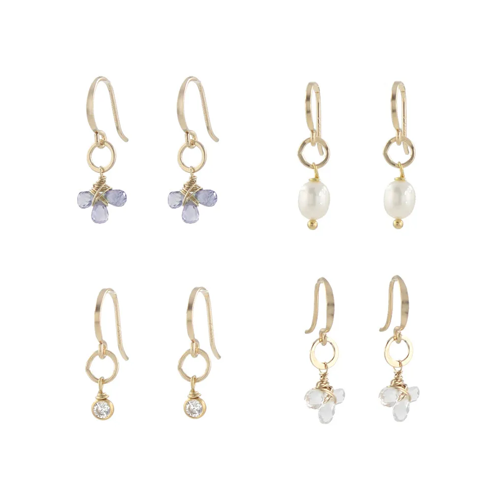 Tiny Gemstone Circlet Earrings sold by Peggy Li Creations