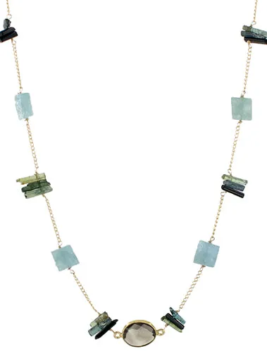 Tourmaline Aquamarine Harmony Necklace sold by Peggy Li Creations