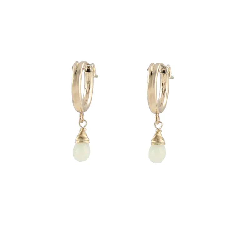 Huggie Hoop Earrings with Opal sold by Peggy Li Creations