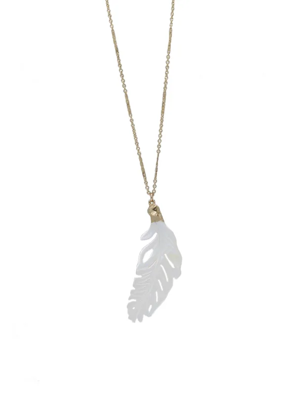 Mother of Pearl Feather Necklace sold by Peggy Li Creations
