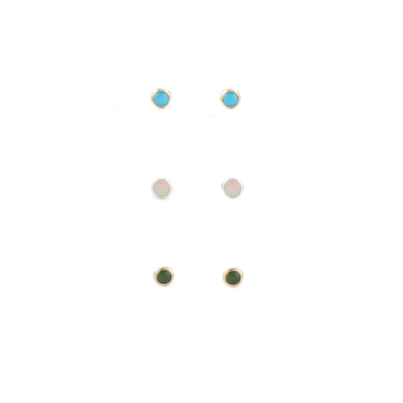 Small Gemstone Stud Earrings sold by Peggy Li Creations
