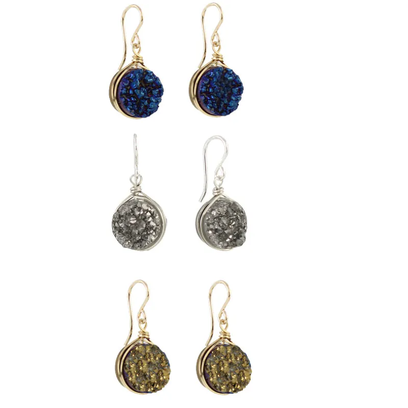 Round Druzy Earrings sold by Peggy Li Creations