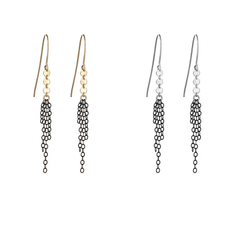 Oxidized Fringe Zipper Earrings sold by Peggy Li Creations