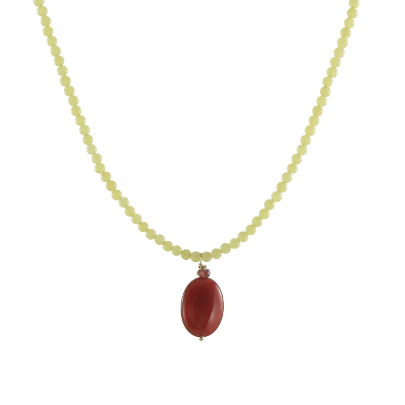 Yellow Jade and Carnelian Necklace sold by Peggy Li Creations