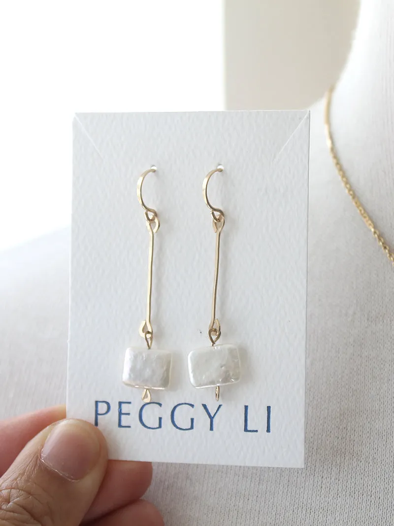 Rectangle Pearl Dangle Earrings sold by Peggy Li Creations product image thumbnail 2