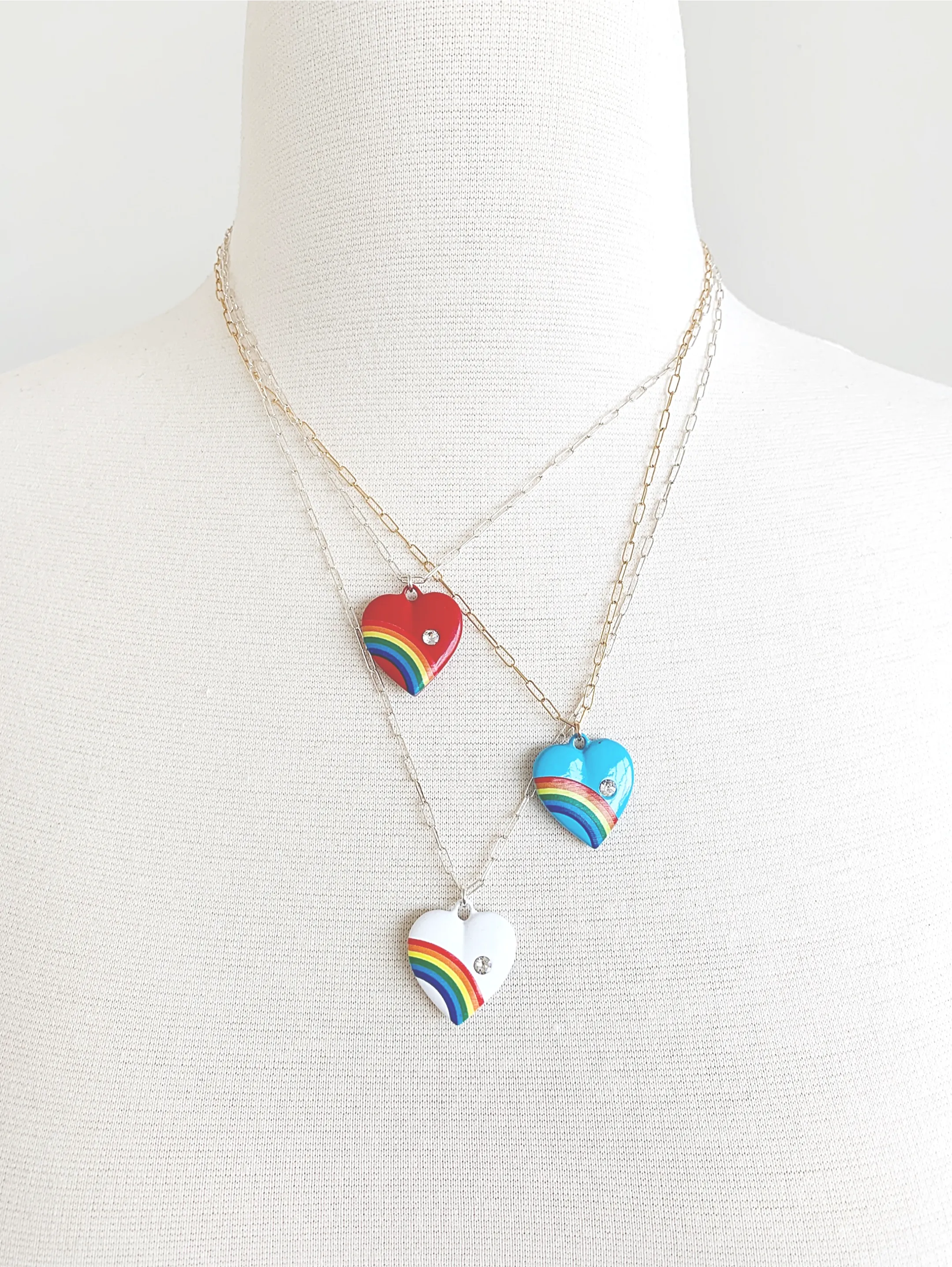 Retro Rainbow Heart Necklace sold by Peggy Li Creations product image thumbnail 2