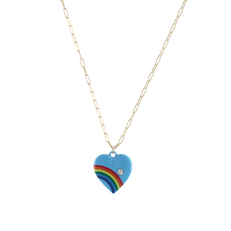 Retro Rainbow Heart Necklace sold by Peggy Li Creations
