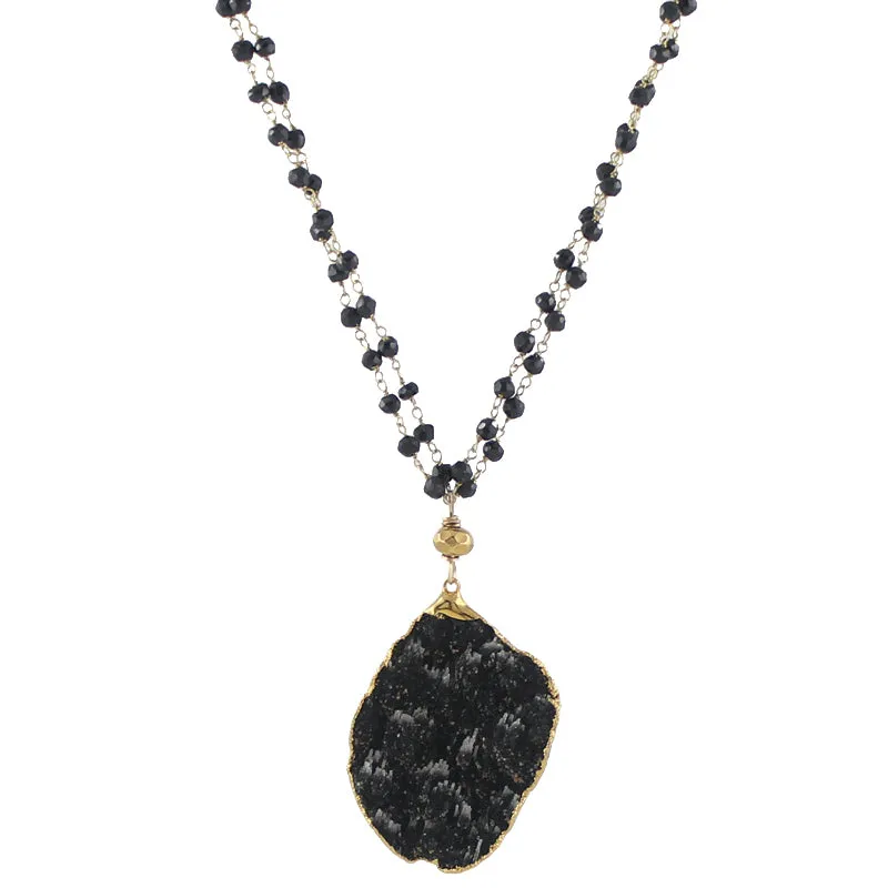 Black Kyanite on Double Chain Necklace sold by Peggy Li Creations
