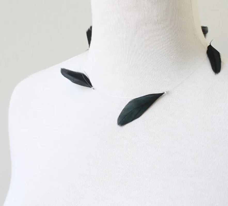 Floating Feather Necklace made by Peggy Li Creations