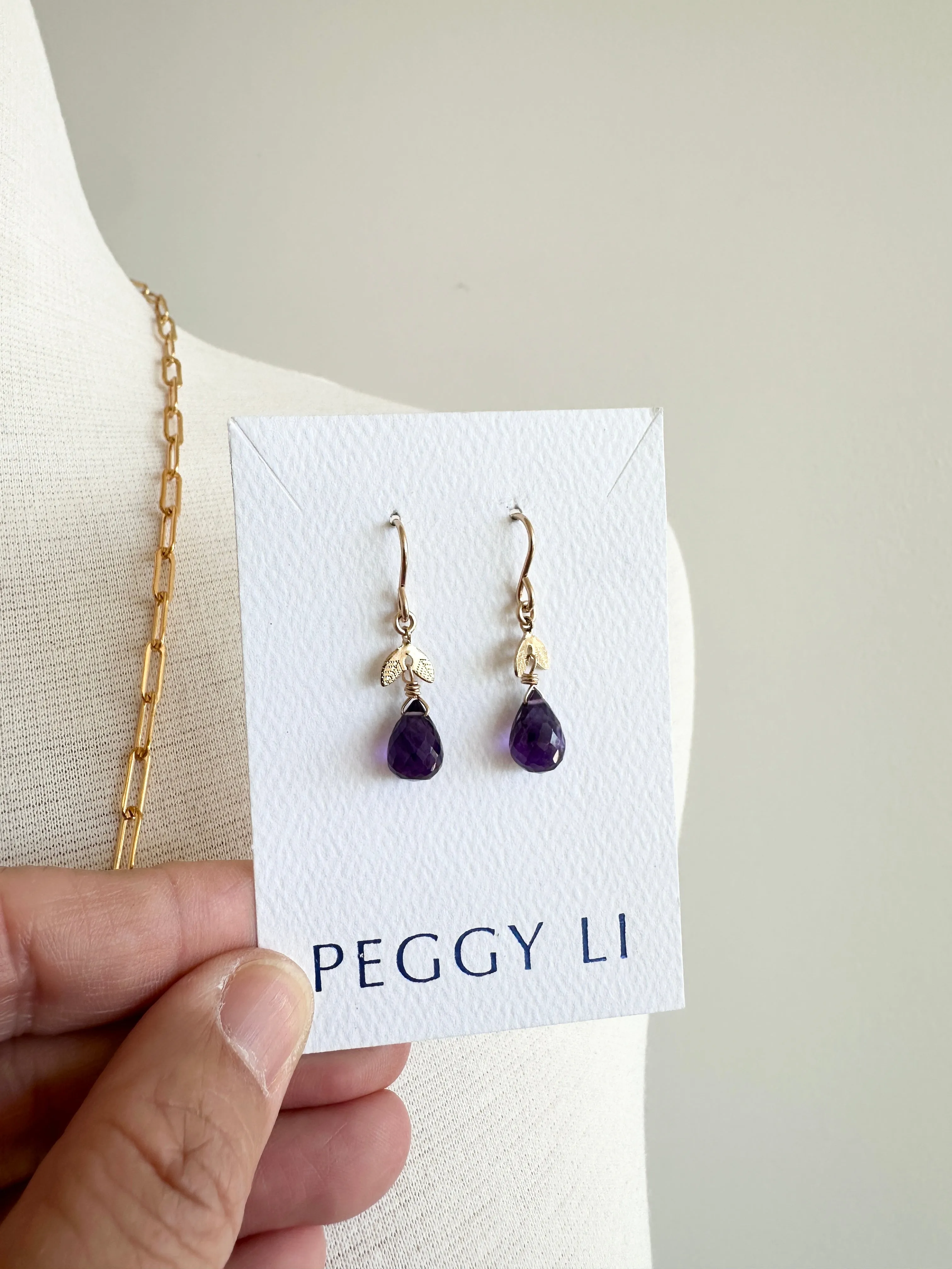 Leaf Top Earrings sold by Peggy Li Creations product image thumbnail 4