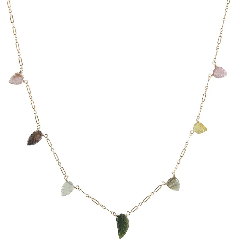 Tourmaline Leaf Necklace sold by Peggy Li Creations
