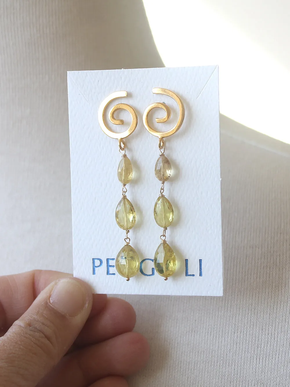 Yellow Tourmaline Swirl Earrings sold by Peggy Li Creations product image thumbnail 2