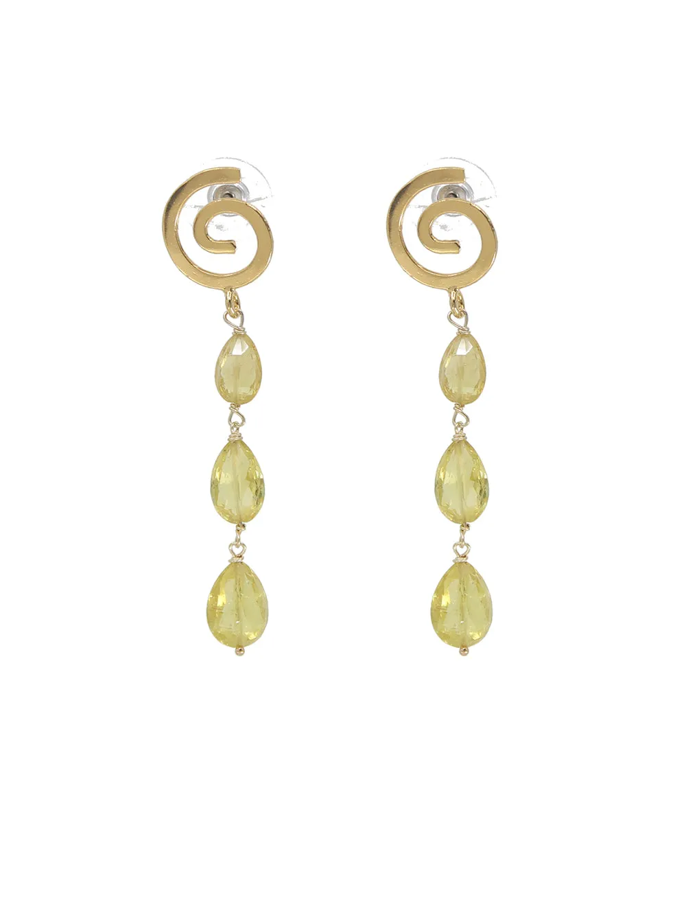 Yellow Tourmaline Swirl Earrings sold by Peggy Li Creations