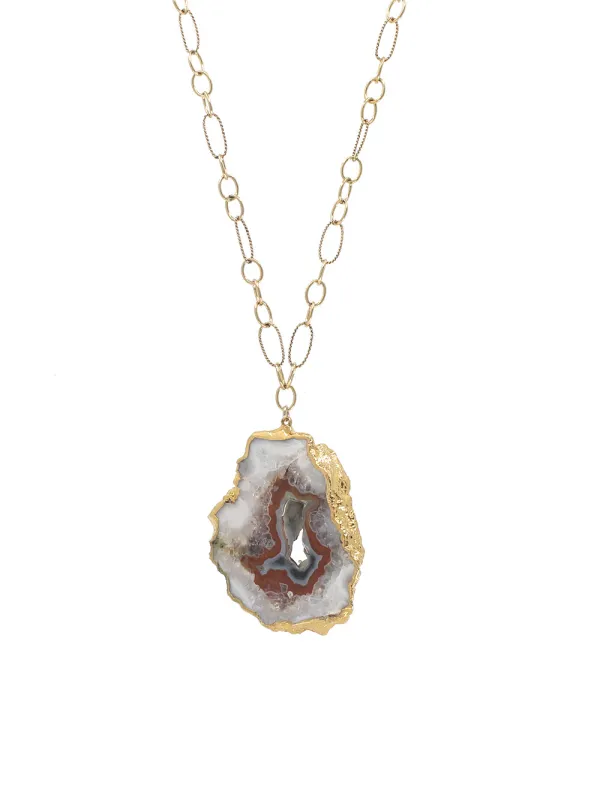 Argentine Agate Pendant Necklace sold by Peggy Li Creations