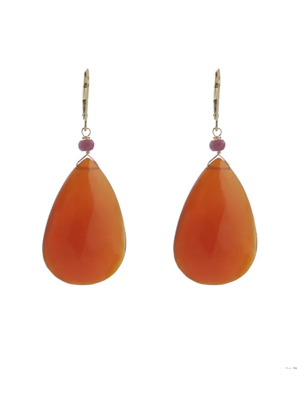 Large Carnelian Teardrop Earrings sold by Peggy Li Creations