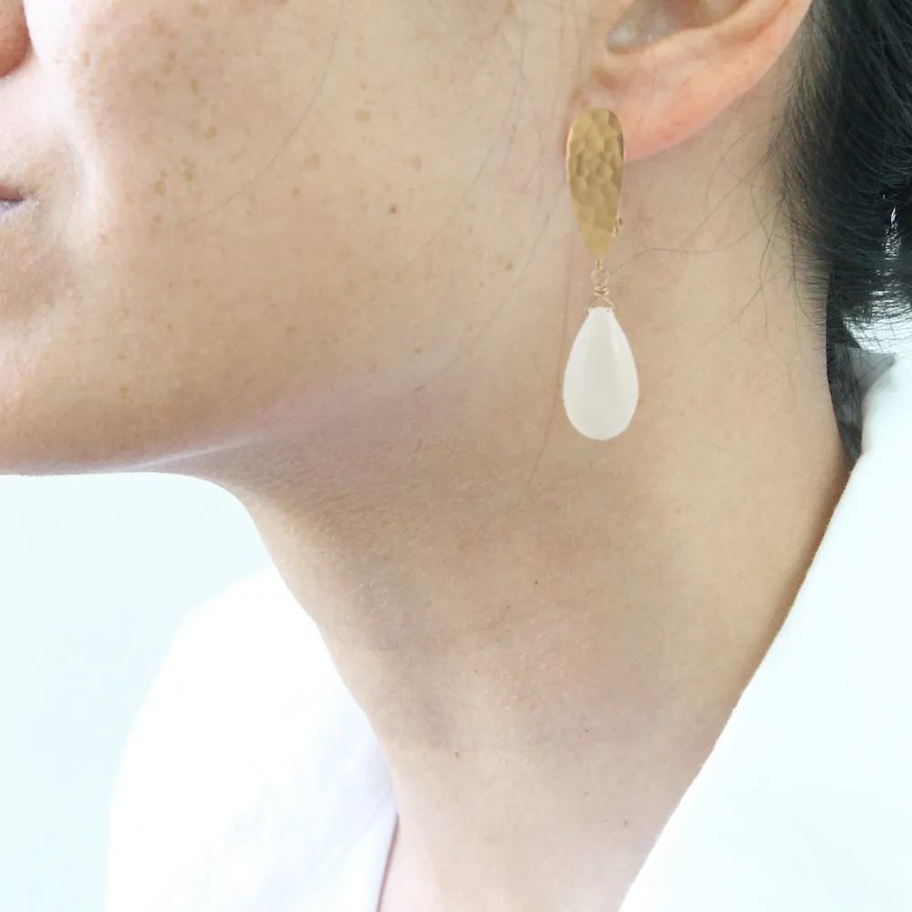 White Coral Teardrop Clip On Earrings sold by Peggy Li Creations product image thumbnail 2