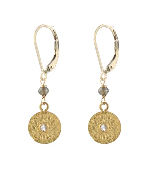 Diamond Sun Disc Earrings sold by Peggy Li Creations product image thumbnail 2