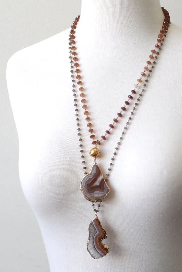 Agate Slice Necklace with Smoky Quartz sold by Peggy Li Creations product image thumbnail 3