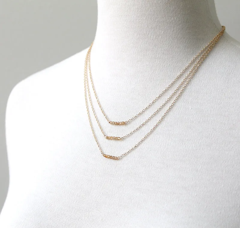 Triple Caviar Gem Slice Necklace sold by Peggy Li Creations product image thumbnail 2