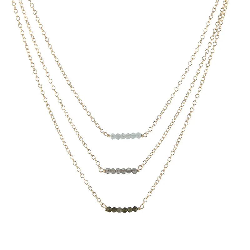 Triple Caviar Gem Slice Necklace sold by Peggy Li Creations product image thumbnail 3