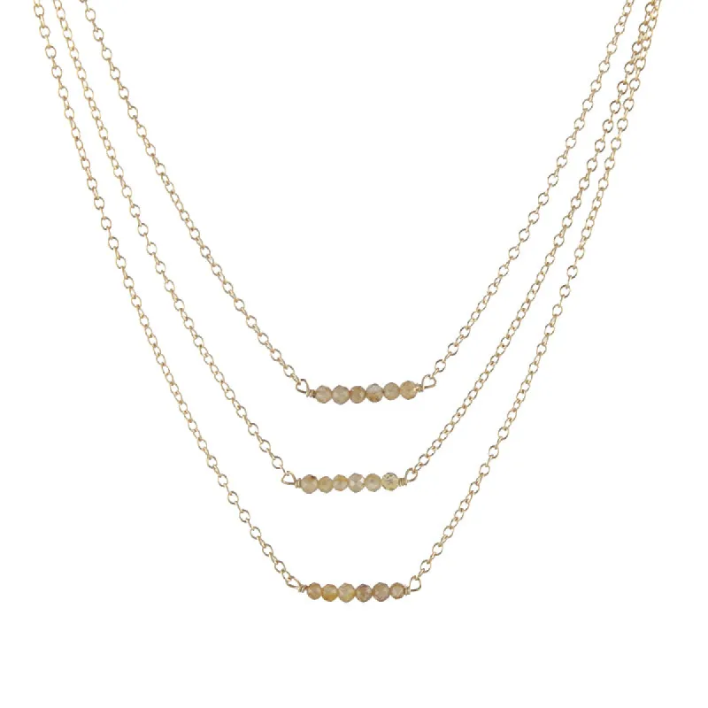 Triple Caviar Gem Slice Necklace sold by Peggy Li Creations