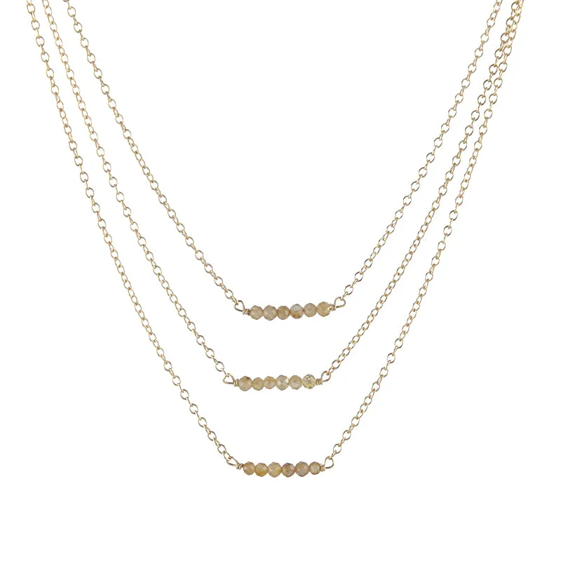 Triple Caviar Gem Slice Necklace sold by Peggy Li Creations