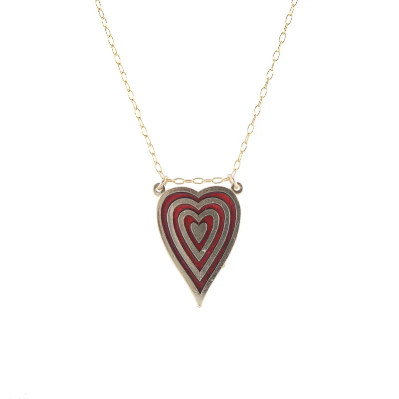 Vintage Stripe Heart Necklace sold by Peggy Li Creations