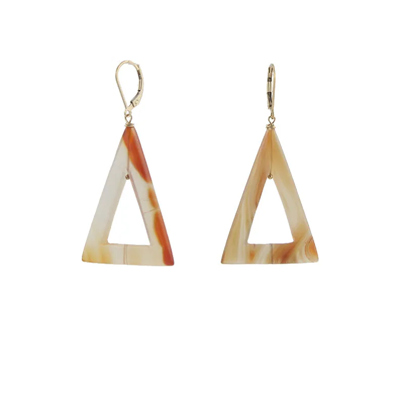 Carnelian Triangle Earrings sold by Peggy Li Creations
