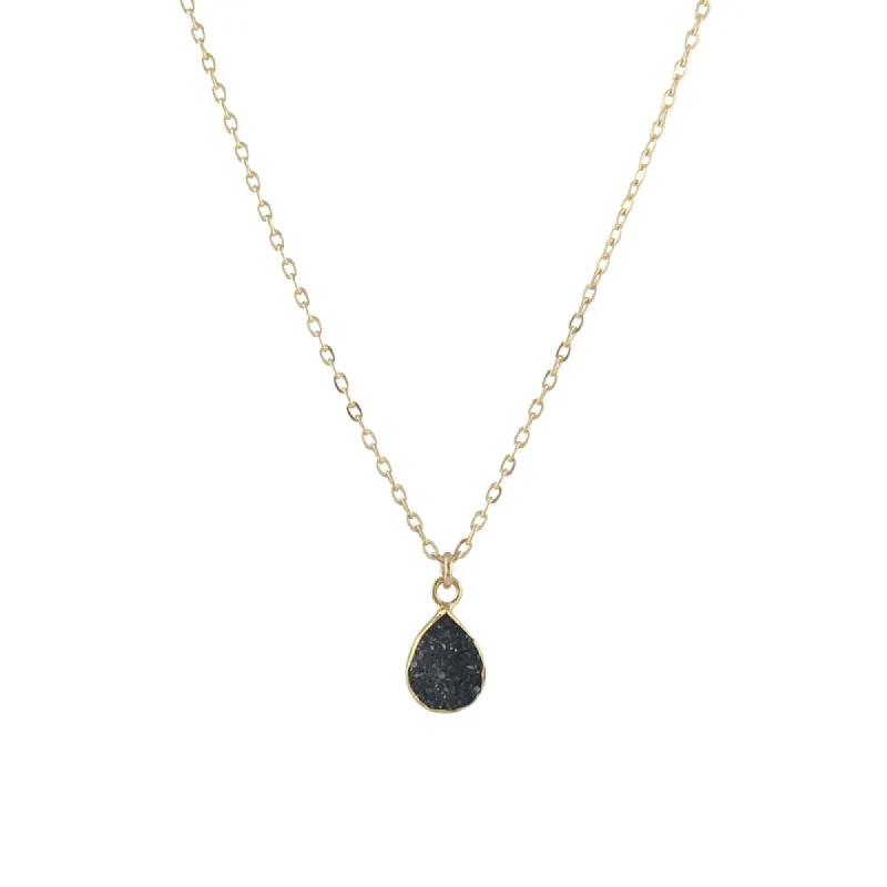 Black Teardrop Druzy Necklace sold by Peggy Li Creations